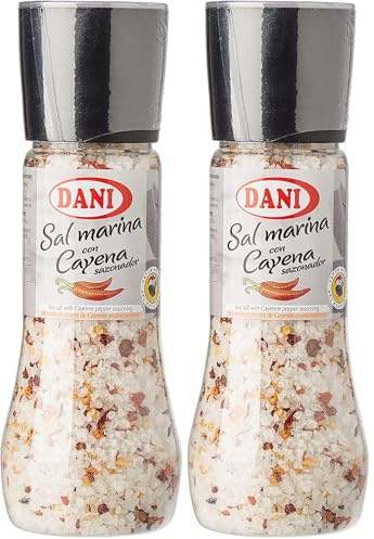 Dani - Sal con Cayena con Molinillo - Tamaño Familiar 400 gr. (Paquete de 2)