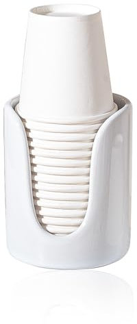 Dispenser per tazze da bagno, piccolo portabicchieri per bagno, tazze in ceramica per collutorio, 3 dispenser per tazze da 113,4 g, 1 confezione, bianco