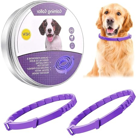 XoeLLe Beruhigungshalsband für Hunde, 2 Pack Verstellbares Calming Collar for Dogs, Beruhigungsmittel Halsband 60 Tage Schutz, Angst Stress Pheromon-Beschwichtigungshalsband für Große, Mittlere Hunde