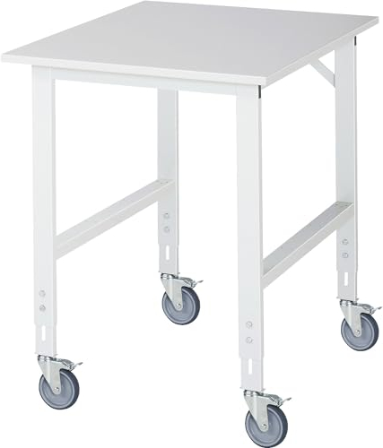 RAU | Fahrbarer Arbeitstisch | Gestell 60 x 30 mm | Platten-BxT 750 x 1000 mm | Melaminplatte