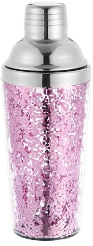sourcing map 16OZ(450ml) Plástico Cóctel Coctelera con Colador Inoxidable Acero Superior Cóctel Coctelera Botella Vino Mezclador para Bar Fiesta Casa Vino Coctelera Bar Claro Púrpura