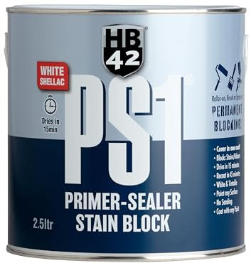 HB42 PS1 Primer-Sealer Stain Block - Premium Shellac-Based, One-Coat Stain Blocker - Ideal for Interior Woodwork, Plaster, Tiles, Varnish, and More (2.5L)