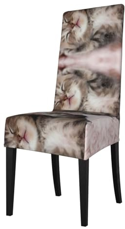 OdDdot Schlafende Katze Druck Stuhlhussen Stretch Küchenstuhl Slipcovers,Abnehmbare Schutzabdeckung für Küche,Hotel