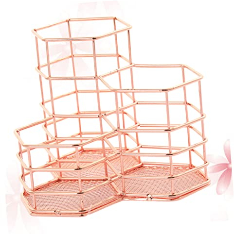 EXCEART Stifthalter Aus Eisen Stiftbehälter Für Schreibtisch Schreibwaren-organizer Aufbewahrungsbox Für Stifte Bleistifte Lineale Roségold