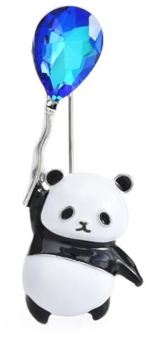 Broche panda mignon pour femme en émail tenant un ballon animal fête décontractée broches broches broches cadeaux, Métal Zinc Fer