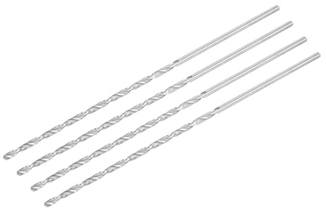 TA-VIGOR 4Pcs 3mm Extra Long Twist Drill Bits, 160mm Length High-Speed Steel HSS Straight Shank Spiral Drill Bits for Wood Metal Aluminum Plastic