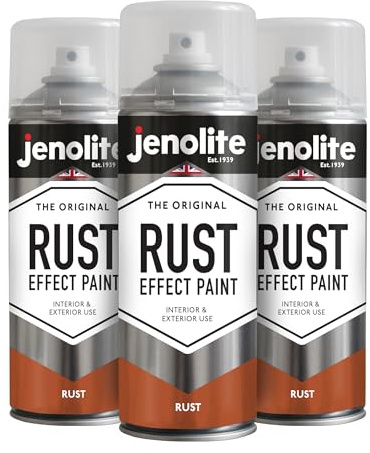 JENOLITE Peinture aérosol effet rouille | 3 x 400 ml | Aspect rouille texturé et toucher | Multi-surfaces | Idéal pour les travaux manuels et le bricolage | Intérieur et extérieur