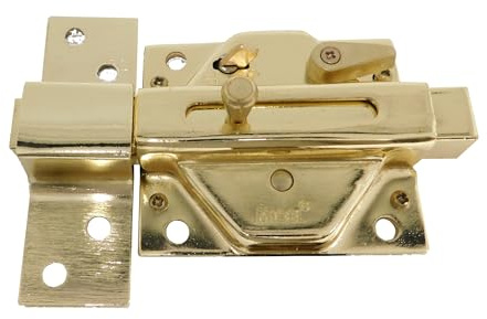 MICEL - 13299 - Cerrojo de Seguridad Antirrobo para Puertas, Con Pasador Protector Anti-Bumping, Incluye 5 llaves, en Acero, Acabado latonado, Color Dorado, 135 x 74 x 81 mm