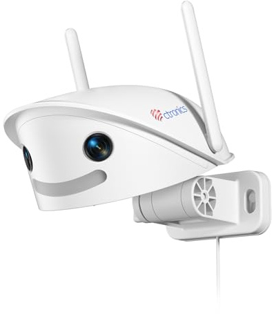 Ctronics 2.5K 4MP Dual-Lens Überwachungskamera Aussen mit Ultra-weitem 180° | 2,4/5 GHz WLAN Kamera Outdoor,Personen/Fahrzeug/Haustier-Erkennung, Farbnachtsicht, Zwei-Wege-Audio, Cloud &TF,IP66