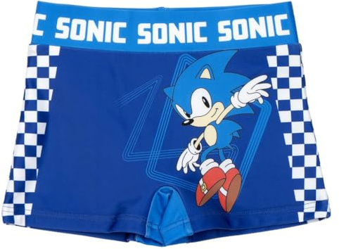 Sonic The Hedgehog Bañador para Niño, Sonic Knuckles y Tails Shorts de Baño Boxer, Bañador de Natación Infantil, Talla 10 Años