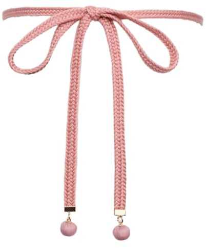 Whakano 1 Stück Geflochtene Taille Gürtel Damen,Dekorativen Taillengürtel Kleidgürtel,Schmaler Gürtel Frauen,Taillenkette,Kettengürtel für Kleid Jeans Rock Langen Hemden,148 cm,Rosa