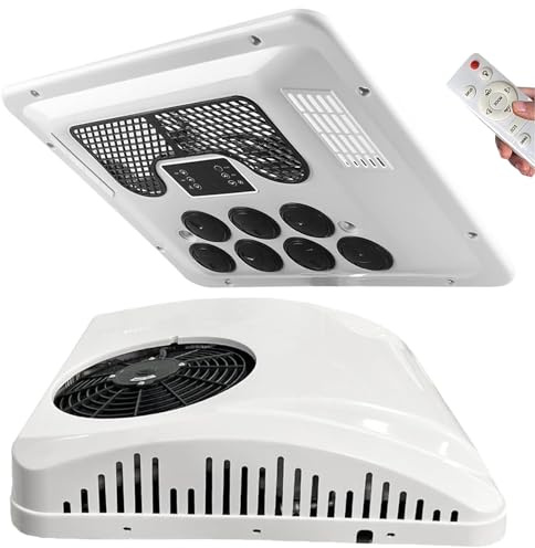 Kindevieft Climatiseur De Camion Unité De Climatisation éLectrique DiviséE Adapté à La Climatisation Refroidissement Rapide Faible Bruit pour Camping-Cars, Caravanes, Bus, Remorques, Tracteurs,12V
