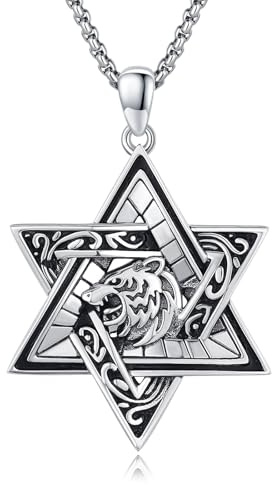 Collar de estrella de David para hombre, plata de ley 925, colgante de estrella de David, hexagrama oxidado, amuleto, unisex, joyería judía para niños, marido, hijo, hombres, mujeres, Navidad con