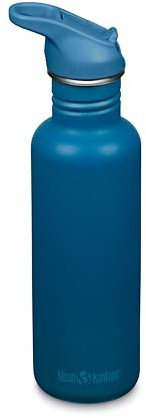 Klean Kanteen Fahrrad Trinkflaschen Classic Narrow (Flip Sport) mit Trinkverschluss aus Edelstahl in der Farbe Blau mit einem Volumen von 800 ml, 1011194