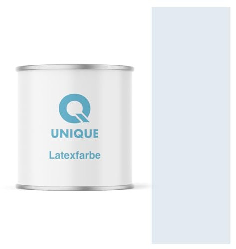 Q UNIQUE Latexfarbe 2L (ca.14m2) Weiß-hellblau Innenfarbe Wandfarbe Deckenfarbe Klasse 3 Mattfarbe Scheuerfest Hohe Deckkraft