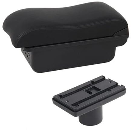 MObyat Caja Almacenamiento Coche Compartimento De Reposabrazos para Coche, Decoración De Estilo De Contenido De Tienda Central con Portavasos USB, para Ibiza 6j 6L(C Black Line 2)