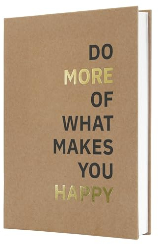 Sigel JN805 Notizbuch A5 liniert, stärkeres 100 g Papier, Geschenkbuch Jolie, Hardcover aus Kraftpapier, 192 Seiten, Pure Happiness, schwarz, gold, vegan, aus nachhaltigem Papier