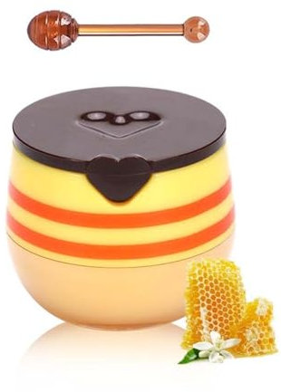 Honey Balm Lippenbalsam,Lip Balm Honey Pot,Bee Balm Lip Care,Lippenpflege Feuchtigkeitsspendende Lippenmaske für Tag&Nacht,Reduzieren Sie Lippenlinien&Falten,Lippenpeeling Moisturizer (Honig)