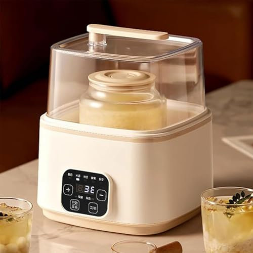 OZMDXKJ Máquina Automática Fermentación Yogur 1 a 2L, 2 Modos Fermentación: Fermentación Completamente Cerrada/Semicerrada Gran Capacidad Fácil Limpiar para Encurtidos Yogur,White
