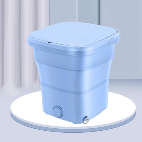 Lavatrice Portatile Pieghevole, 12L Mini Lavatrice con Centrifuga, Pulizia Efficiente per Piccoli Indumenti, per Casa/Viaggio/Campeggio/Dormitorio/Vestiti per Bambini/Calzini/Biancheria Intima(Blue)