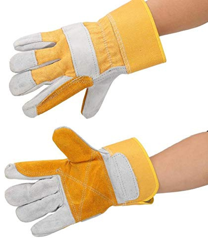 DIMEIYAN Gants de soudage, Gants de Travail, Gants de Travail résistants à l'usure, 1 Paire de Gants de Protection en Cuir de Vache, résistants aux Hautes températures et à la Chaleur