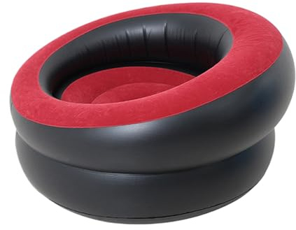 Aufblasbare PVC-Stühle, Lazy Sofa, 79 x 79 x 42 cm, aufblasbarer Sitz, Gaming-Liege, rot, für Innen- und Außenbereich, beflockte Oberflächen, ultraweich, für den Außenbereich, Filmabend, Wohnzimmer