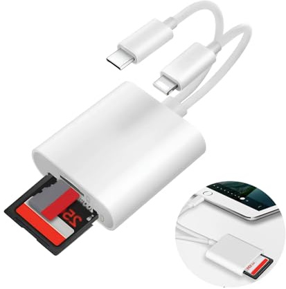 SD Card Reader, 2-in-1 USB C to SD/MicroSD Card Reader with Adapter, High-Speed Data Transfer, Compatible with 15/14/13, USB-C Devices, Storage, Plug and Play, Camera to Phone Adapter