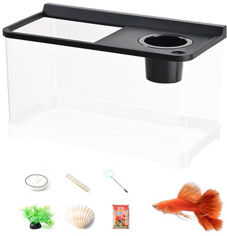 Betta Fish Tank 3 Color Lights - Household Desktop Aquarium, Mini Hydroponic Tank | Decorative Tabletop Aquatic Plant System, Compact Hydroponic Aquarium with Modern Design for Bedroom Entryway Office