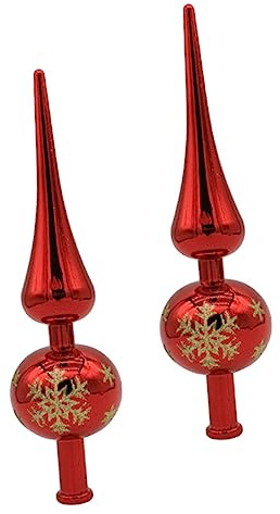 TOBBOMEY Puntale Sferico Per Albero Di Natale Rosso 2 Pezzi, Decorazione Natalizia in Plastica Resistente, Ornamentale e Leggera Per Addobbi Festivi Famiglia e Festa
