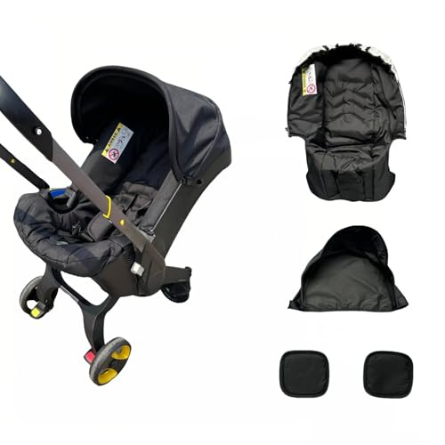 Compatible with Doona Car Seat & Stroller: 3-in-1 Black Replacement Cover Accessories Kit with Canopy & Shoulder Pads for Baby Infant