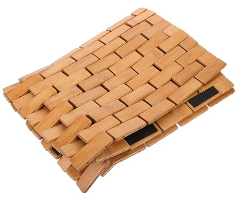 LOLIPPYY Alfombra de Baño de Bambú Antideslizante Esterilla de Ducha Resistente al Agua para Cocina Baño y Entrada Diseño Natural y Práctico de Bambú Manualmente