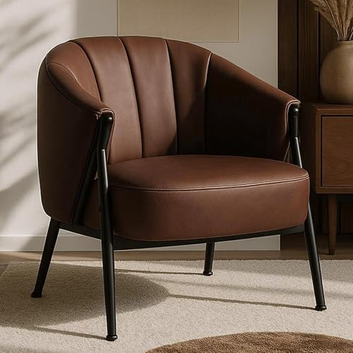 Mendler Sessel HWC-P30 Metall - rostrot | Polster-/Cocktail-/Clubsessel, Lounge, Chair, Vintage, Retro, Industrial, Kunstleder
