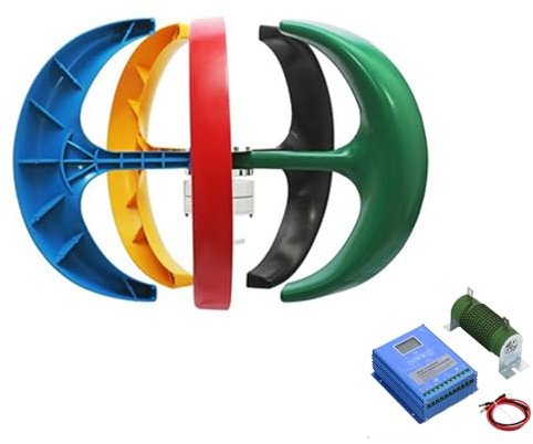 BAOJUHUIKANG 220V, Generatore Eolico a ASSE Verticale da 5000W, Generatore Eolico con velocità del Vento di Avvio di 2M/S, Kit di Turbina Eolica a 5 Pale per Casa e Campeggio