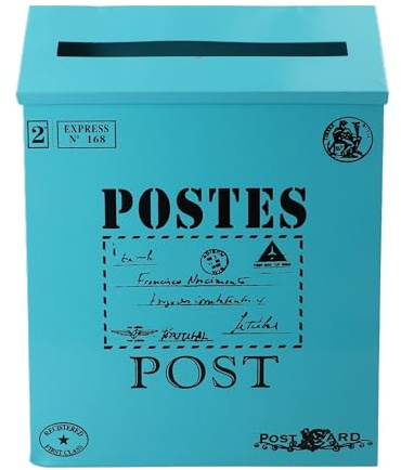 Cassetta delle lettere vintage in metallo da parete con design rustico europeo campagna, robusta struttura in ferro per lettere e piccoli pacchi, accessorio decorativo per casa e giardino, accessorio