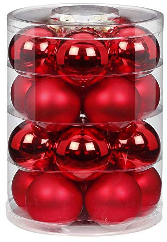 Magic Weihnachtskugeln Glas 6cm, 20 STK. Christbaumkugeln (Merry Red rot)