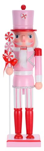 BESPORTBLE Schiaccianoci in Legno Tema Caramelle Rosa Statuina di Schiaccianoci Natalizia Artigianale Decorazione da Tavolo per Feste