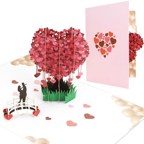 Esitrormi 3D Pop Up Karte Liebesbaum Valentinstagskarte mit Umschlag, Hochzeitskarte Glückwunschkarte für Valentinstag Hochzeit Verlobung Jahrestag für sie ihn Frau Mann Freundin Freund Geburtstag