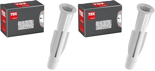 TOX Allzweckdübel TRIKA 10/61, zuverlässige Befestigung in fast allen Baustoffen, einfache Montage, mitdrehsicher und Dübelkappe schont die Oberfläche, 16 Stück im Karton, 01119083 (Packung mit 2)