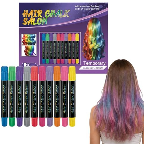 Gesso Colorante per Capelli Bambini 10 Pezzi Colore Temporaneo | Tinta per Capelli Ragazzi Adatto A Adolescenti Bambini Compleanno Natale Styling Trucco Bellezza