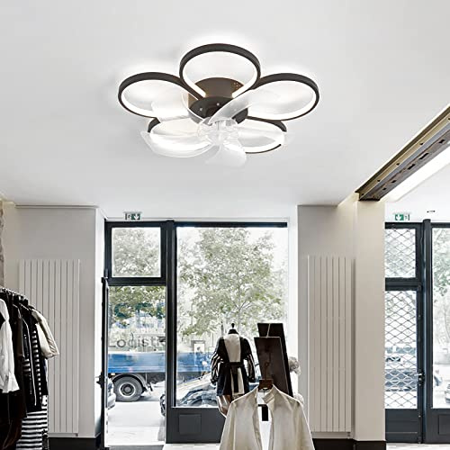 Ventilatore da soffitto a LED a forma di fiore, design silenzioso, lampade da soffitto moderne con ventilatori e telecomando reversibile a 3 colori, timer, ventilatore a soffitto, lampadario per