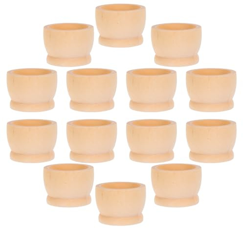 Tofficu 20pcs Natural Wood Egg Cups 4x5cm Easter Egg Holders DIY Craft Trays for Home Decoration and Party Favors