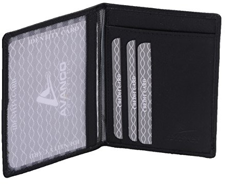 Ausweishülle AVANCO in Echt-Leder, schwarz, 12x9x0,5cm
