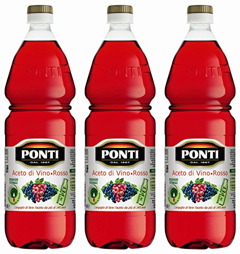 Vinaigre de vin rouge PONTI (3 x 1000 ml) en bouteille PET - Aceto di Vino Classico Rosso