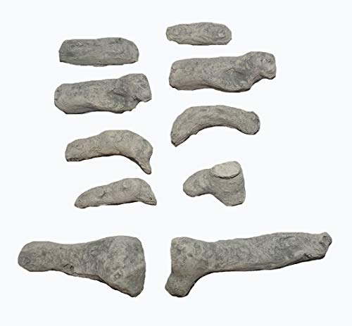The Stove Wizard Driftwood Ceramic Fibre Log Set – 10 Small HD Grey Logs for Gas Fire, LPG, Electric Fireplace & Bio Ethanol Burner – Heat-Resistant Replacement Fuel Effect