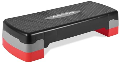 MSPORTS Steppbrett Home inkl. Übungsposter + Workout App GRATIS | 2 - Fach höhenverstellbar Studio Stepper (Schwarz)