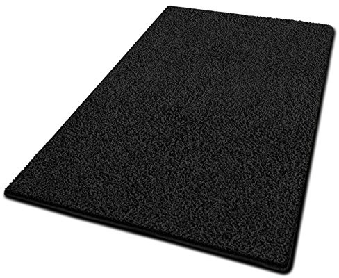 casa pura Teppich Wohnzimmer Schwarz Flauschiger Teppich 100x150cm Läufer, weicher Wohnteppich Deko für Schlafzimmer, Kinderzimmer, Flur mit antirutsch Unterseite, Shaggy Hochfloor Barcelona
