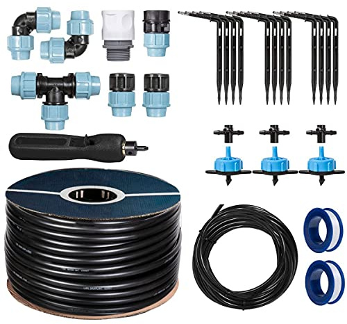 HOLZBRINK Start Set Gewächshaus Bewässerung Bewässerungssystem inkl. 20 m LDPE Verlegerohr 20 mm, 3x Tropfer 8l/h, HTB-09-B-20