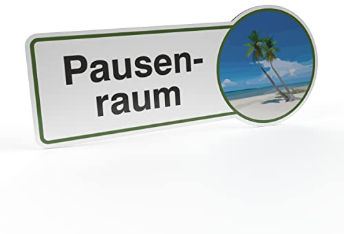 Betriebsausstattung24 HInweisschild Pausenraum - Aluminium- Verbundplatte (BxH): 30,0 x 13,0 cm - Befestigungsart: Zum Verkleben oder Verschrauben - Text und Symbol Schild - Pausenraumkennzeichnung
