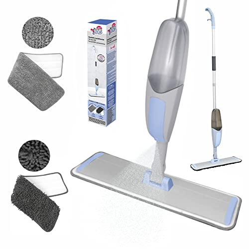 York Bacteria Stop Bodenwischer Wischmopp Mop Mit Sprühfunktion Tank 600 ml Sprühmopp Antibakteriell Allergikerfreundlich Mikrofaser Ersatzbezug