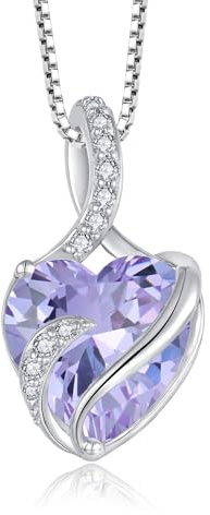 FJ Herz Geburtsstein Kette Damen 925 Sterling Silber Infinity Unendlichkeit Halskette Schmuck Geschenke für Frauen Mutter Freundin Mama